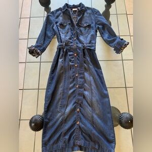 Chico’s Denim Button-Front Maxi Dress